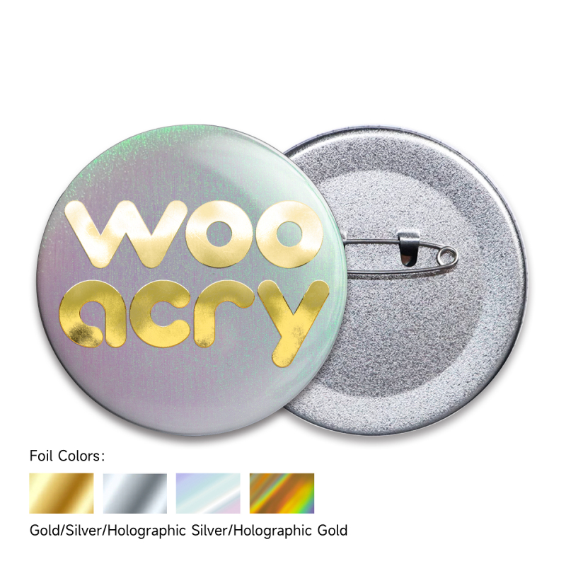 Custom Brushed Pearl Dust Hot Stamping Glitter Holographic Badges - 2.28"(58mm)