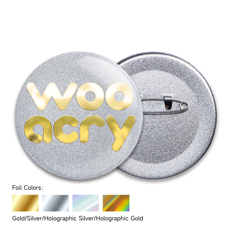 Custom Silver Glitter Hot Stamping Holographic Badges - 2.28"(58mm)