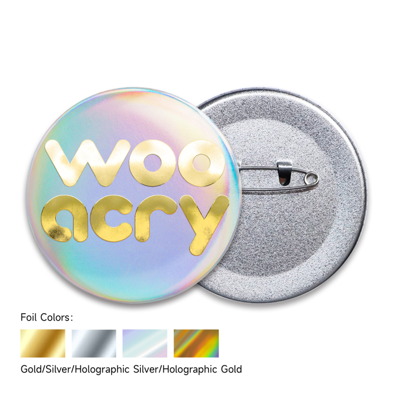 Custom Hologram Glossy Hot Stamping Glitter Badges - 2.28"(58mm)