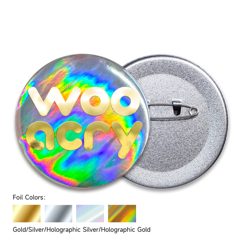 Custom Holographic Rainbow Hot Stamping Glitter Badges - 2.28"(58mm)