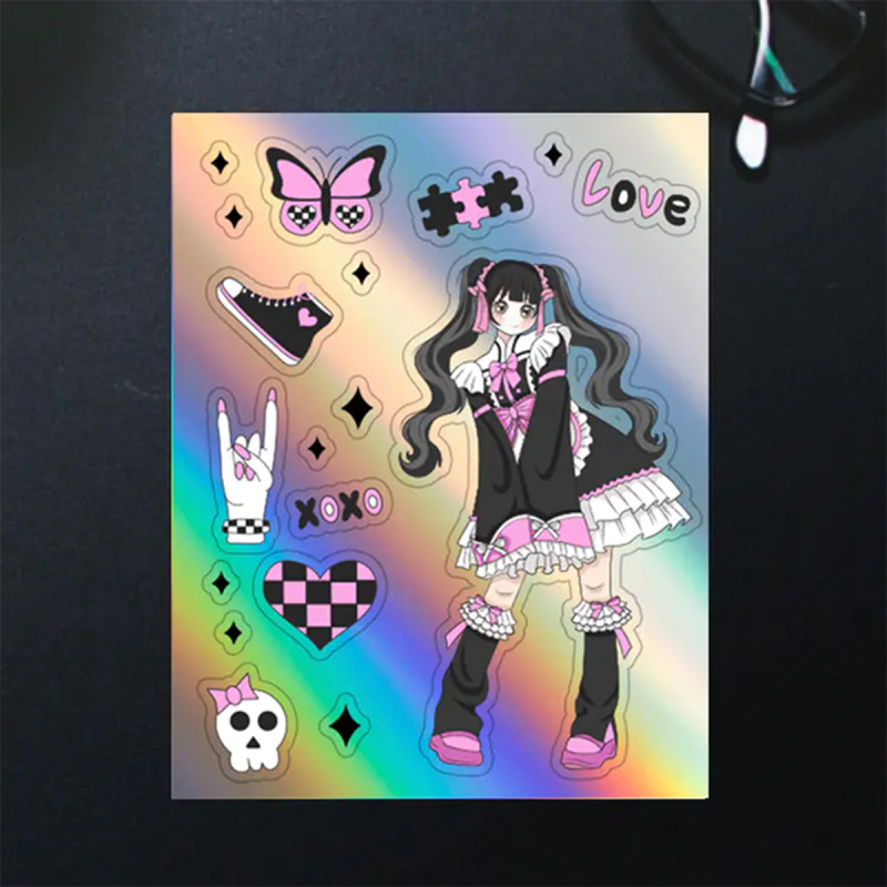 Custom Holographic Coated Paper Sticker Sheet - 2.75"x7.08"(70x180mm)